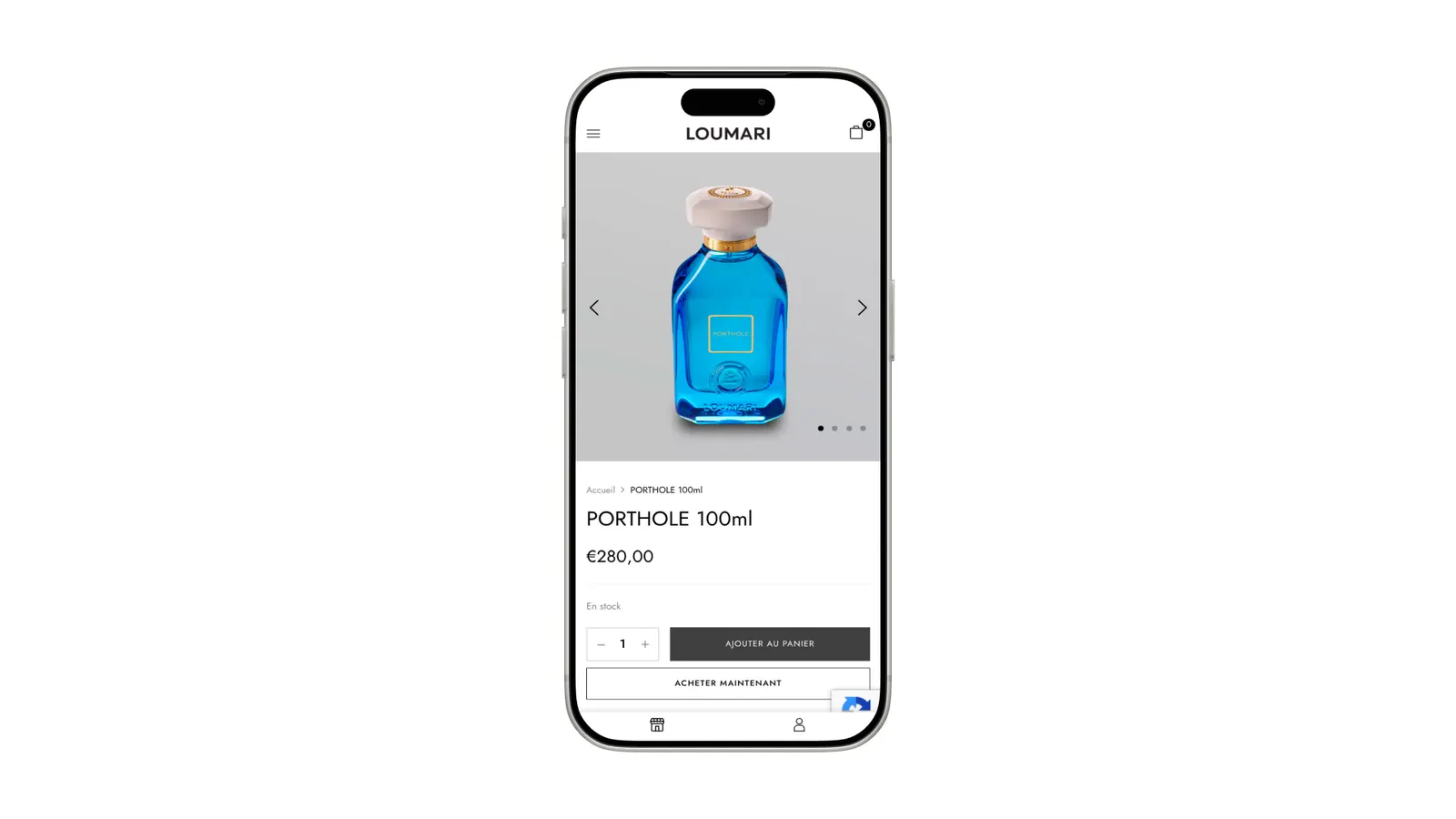 Loumari Parfum, vue sur ordinateur